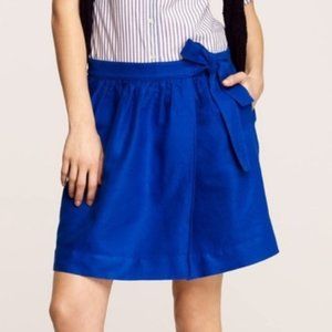 NWT J. Crew Royal Blue Tie front  Pleated skirt Size 4